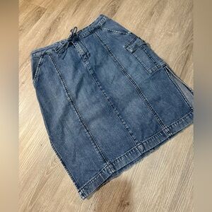 Y2K London Jean Cargo Denim Mini Skirt Low Rise 2000s Utility Jean Skirt Size 4